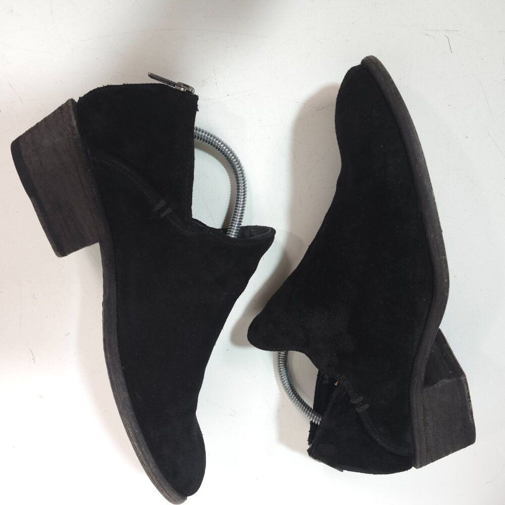Frye Kenzie Black Suede Low Heel Ankle Booties Women’s Size 9M Stylish Classic - Picture 5 of 12